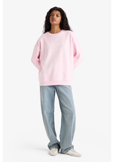 Defacto Oversize Geniş Kalıp Bisiklet Yaka Baskılı Kalın Sweatshirt Kumaşı Sweatshirt F7877ax25aupn648 Pembe Defacto Oversize Geniş Kalıp Bisiklet Yaka Baskılı Kalın Sweatshirt Kumaşı Sweatshirt F7877ax25aupn648 Pembe