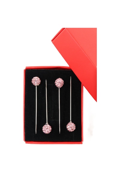 Numetal 4 Lü Pembe Taşlı Eşarp İğnesi. Şal İğnesi. Türban İğnesi. Başörtü İğnesi. Eşarp Ve Şal İğnesi. Gümüş