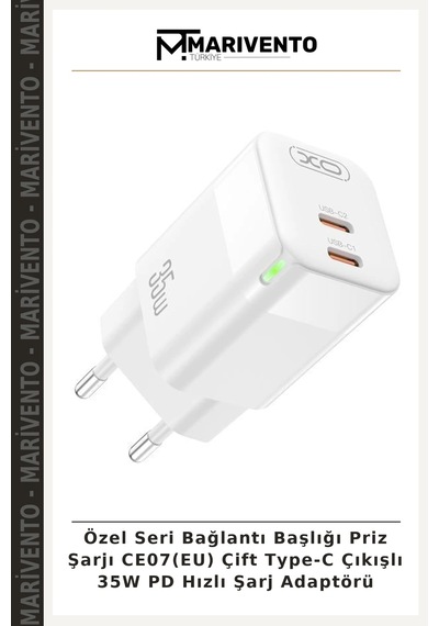 Özel Seri Bağlantı Başlığı Priz Şarjı Ce07 Eu Çift Type-c Çıkışlı 35w Pd Hızlı Şarj Adaptörü