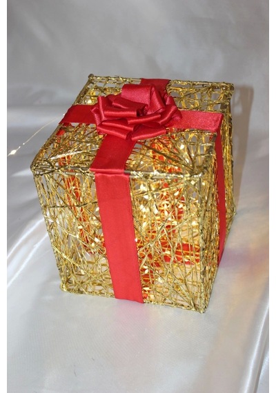 Noel Led Işıklı Hediye Kutusu Paketi Yılbaşı Gold 15 15 15