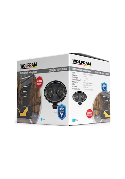 Wolfram Mavi Led Blue Spot Oval Forklift Güvenlik Lambası 20w 10-110v
