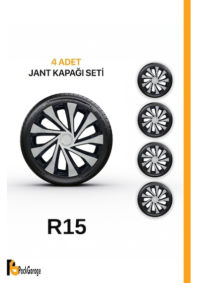 Hyundai Genesis 15'' İnç Jant Kapağı 4 Adet Siyah Gri C123
