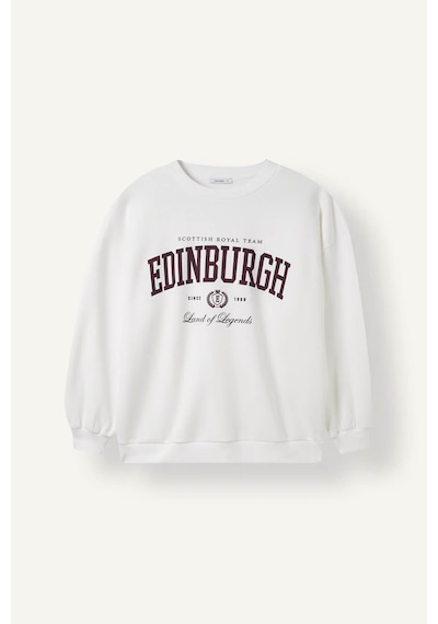 Defacto Oversize Bisiklet Yaka Baskılı Kalın Sweatshirt I3318ax26wner105 Ekru-er105