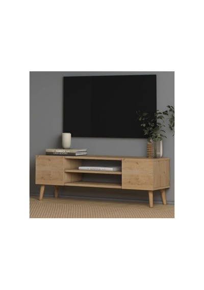 Etna Tamamı Mdf Tv Ünitesi Safir Meşe 120 Cm Kahverengi