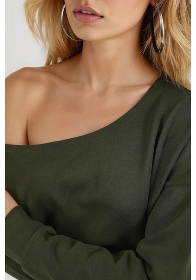Hiccup Busem Asimetrik Yakalı Rahat Kesim Sweatshirt Yeşil