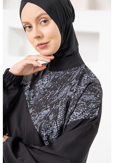 Adasea 261223 Siyah Melody Spor Lycra Uzun Kollu Tesettür Mayo