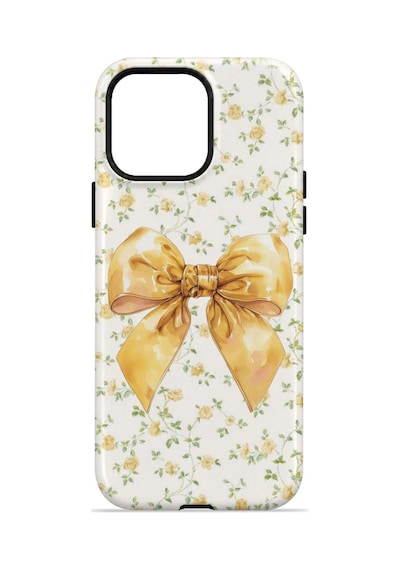 Velvoria Valestra Golden Floral Bow Apple iPhone Uyumlu 14 Pro Magsafe Koruma Kılıfı Valestra Magline - Golden Floral Bow