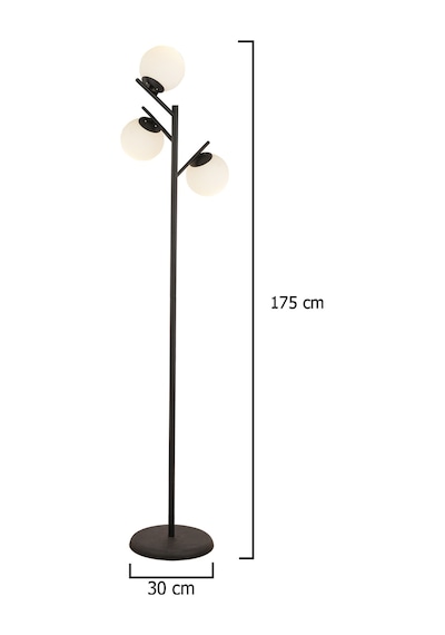Renji 3Lü Siyah Boyalı Beyaz Camlı Modern Tasarım Metal Lambader