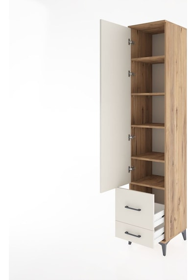 Hyperion Dolap 5 Raflı 2 Çekmeceli Tek Kapaklı 44x44x221 Çam-... Çam