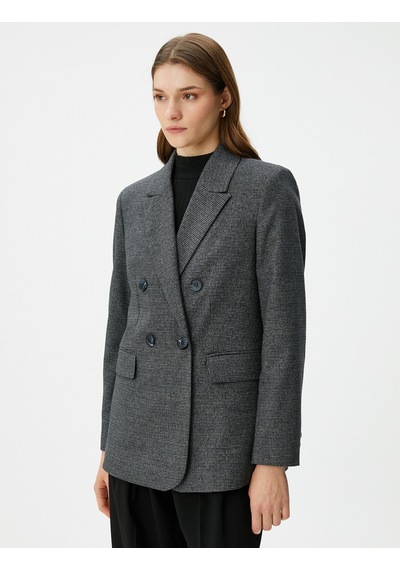 Koton Oversize Blazer Ceket Kruvaze Düğmeli Kapaklı Cepli Antrasit Ekose 4wak50029ew 4WAK50029EW9C3 Antrasit Koton Oversize Blazer Ceket Kruvaze Düğmeli Kapaklı Cepli Antrasit Ekose 4wak50029ew 4WAK50029EW9C3 Antrasit