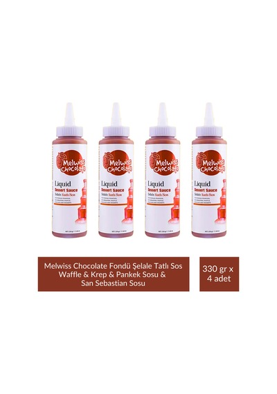 Melwiss Chocolate Fondü Şelale Tatlı Sos 330 G - Waffle & Krep & Pankek & San Sebastian Sosu X 4 Adet