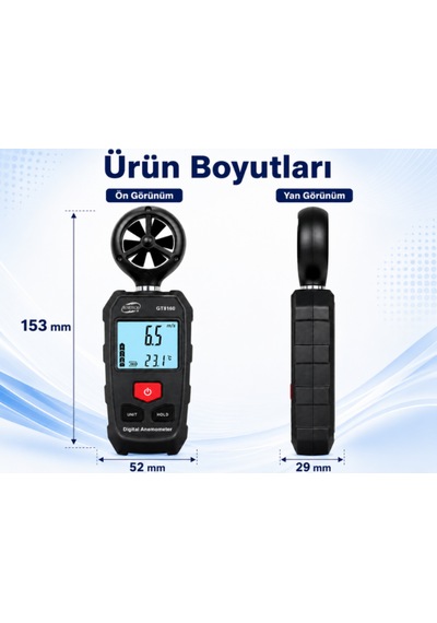Benetech Gt8160 Mini Anemometre Rüzgar Hızı Ölçer