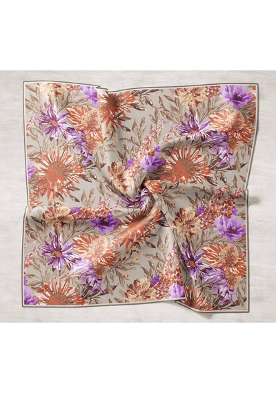Silk Home Twill İpek Eşarp 11457-08 Gri, Gümüş, Leylak, Turuncu