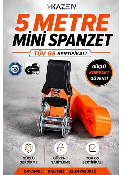 5 Metre Gırgırlı Cırcırlı Mini Spanzet Gerdirme Halatı Tüv Gs Sertifikalı