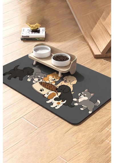 Matgo Pati Kedi Köpek Beslenme Matı 50x70cm Köpek Sofrası Su Geçirmez Kaymaz Mama Kabı Altlık Paspas