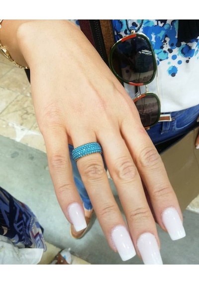 Oriental Kuyumculuk Jewellery Firuze Taşlı 5 Sıralı Tam Tur Gümüş Yüzük Mavi