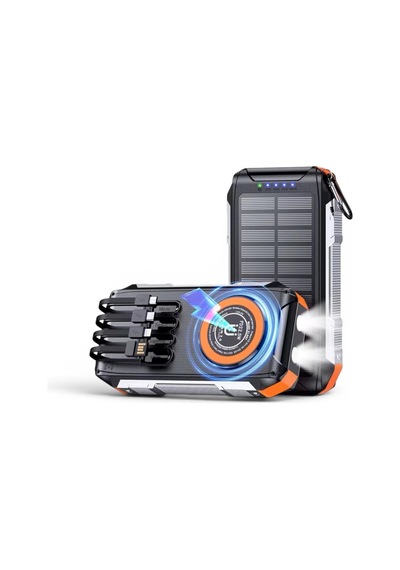 Fc-30 Solar Powerbank 30000 Mah, Pd 22.5w Hızlı Şarj, 15w Kablosuz Şarj, Güneş Panelli, Dahili Kablolu, Çift Led