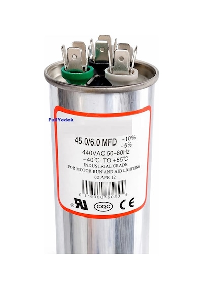 45+6 Uf Klima Motor Kondansatör , Klima Kondansatörü 45+6 Mf 450 Vac Kapasitör