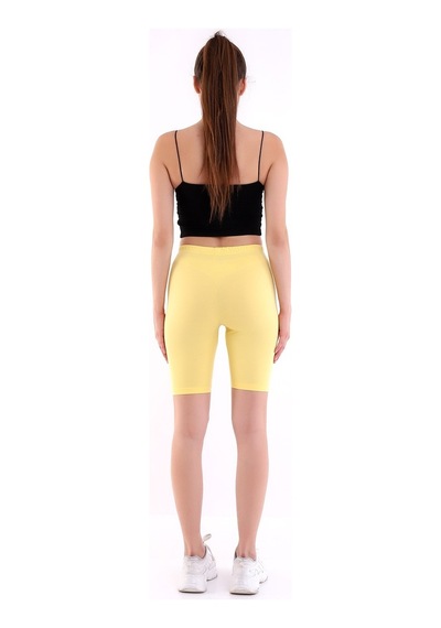 Self Clothing Kadın Sarı Penye Kumaş Yüksek Bel Kısa Tayt Slf1295