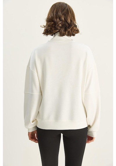 Shade Kadın Dik Yaka Yarım Fermuarlı Cep Detaylı Oversize Modal Sweatshirt 60601053 - Ekru