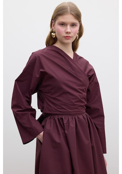 Manuka Kimono Tarz Premıum Gömlek Bordo Bordo