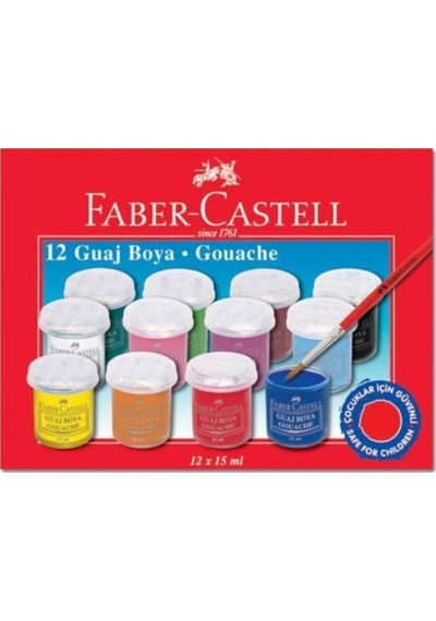 Faber Guaj Boya 12 Renk Şişe Çok Renkli