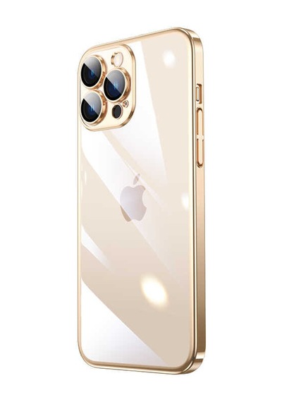 Apple Uyumlu iPhone 13 Pro Kılıf Sert Pc Renkli Çerçeveli Zore Riksos Kapak Gold