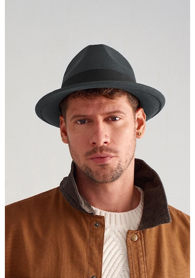 Külah Erkek Füme Keçe Trilby Fötr Şapka - Füme