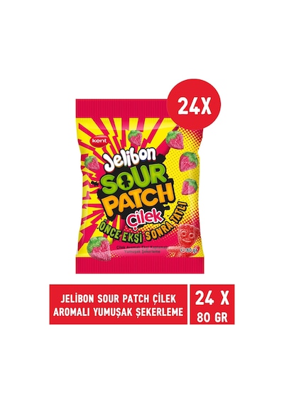 Jelibon Sour Patch Çilek Aromalı Yumuşak Şekerleme 80 Gr - 24 Adet