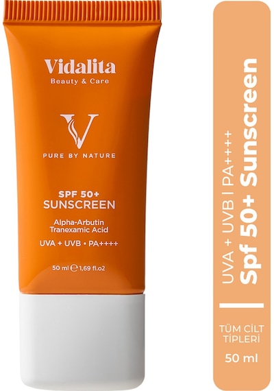Vidalita Beauty & Care Alpha-Arbutin & Tranexamic Acid Güneş Koruyucu Krem SPF50+ 50 ML