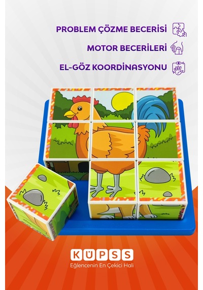 6 Farklı Çiftlik Hayvanları 3d Küp Puzzle 3 4 5 6 Yaş Küp Puzzle