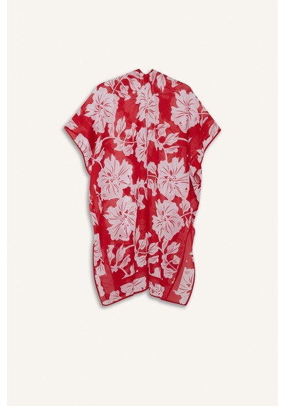 DeFacto Regular Fit Tropikal Desenli Şifon Plaj Kimono-Fall in Love E8221AX25SPRD117