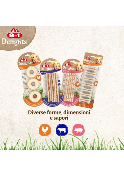 8in1 Delights Beef Twisted Sticks Burgu Çubuklar 10'lu, 55 Gr Köpek Ödülü
