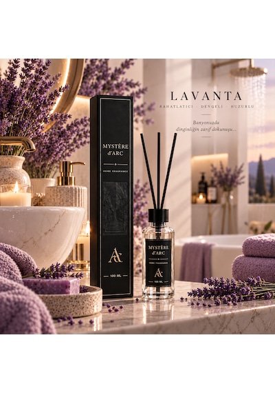Premium Oda Kokusu Bambu Çubuklu Beyaz Şişe 100 Ml Lavanta
