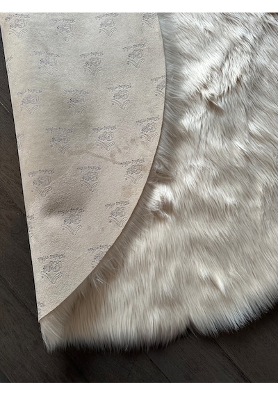 A Post Bej Yumuşak Dokulu Peluş Halı Yuvarlak