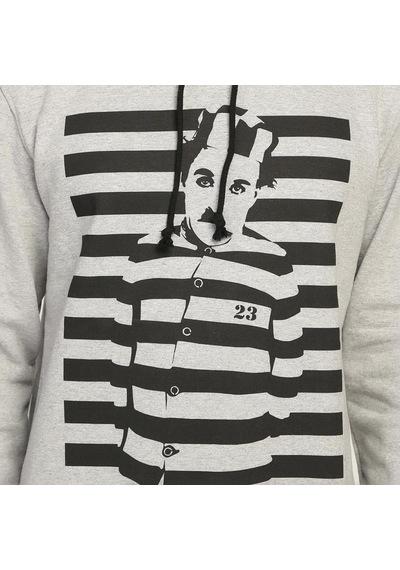 Bant Giyim - Charlie Chaplin Şarlo Gri Kapüşonlu Erkek Sweatshirt Gri