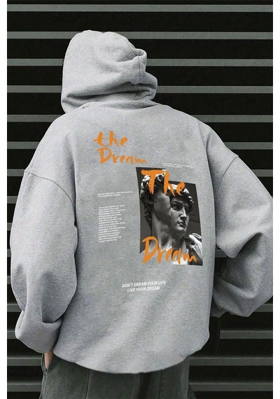 Uyguntarz The Dream Baskılı Unisex Oversize Sweatshirt Gri