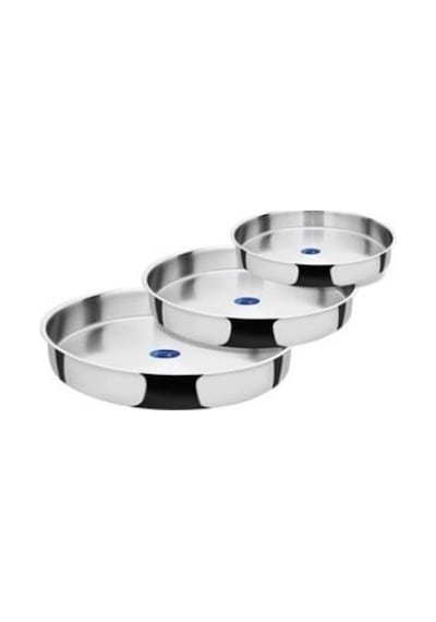 Oms 4006 Çelik Tepsi 3 Lü 28-32-36 CM Gri