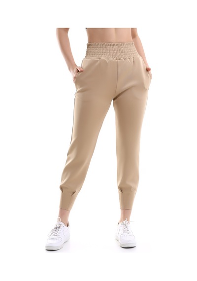 Winmoda34 Jogger Dalgıç Eşofman Geniş Kemer Paça Büzgülü Bej