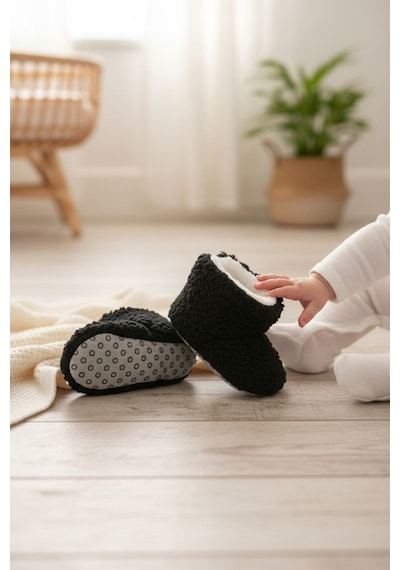 Balbeybi Siyah Bebek Panduf Kaydırmaz Taban Welsoft Yumuşak Patik Kışlık Unisex İlk Adım Pandufu Siyah Balbeybi Siyah Bebek Panduf Kaydırmaz Taban Welsoft Yumuşak Patik Kışlık Unisex İlk Adım Pandufu Siyah