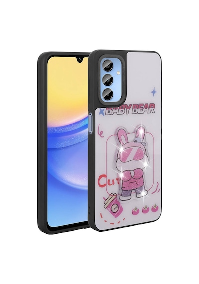 Zore Samsung Galaxy Uyumlu A15 Kılıf Parlayan Kabartmalı İkonik Figürlü Omsy Amas Silikon Kapak - Pembe