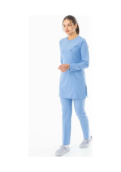 Likra Uzun Kol Doktor Hemşire Forması Açık Mavi Ltst20019 Açık Mavi