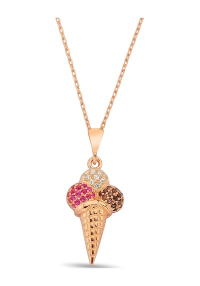925 Ayar Gümüş Dondurma Kolye - N167101 Rose Gold 925 Ayar Gümüş Dondurma Kolye - N167101 Rose Gold