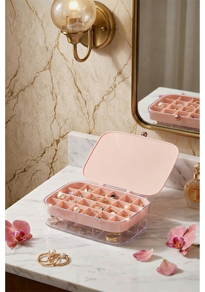 Aksesuar Standı, Takı Organizeri, Kolye, Yüzük, Küpe Organizeri Pembe