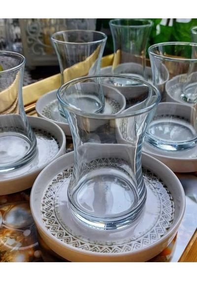 Luce 12 Parça Porselen Tabaklı 6 Kişilik Çay Seti-11141 Diğer