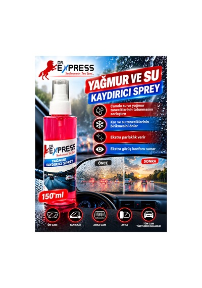Yağmur Ve Su Kaydırıcı Sprey Cam Su İtici Kaydırıcı 150 Ml Kolay Pratik Etkili Sonuç Hızlı Etkili - 603122399