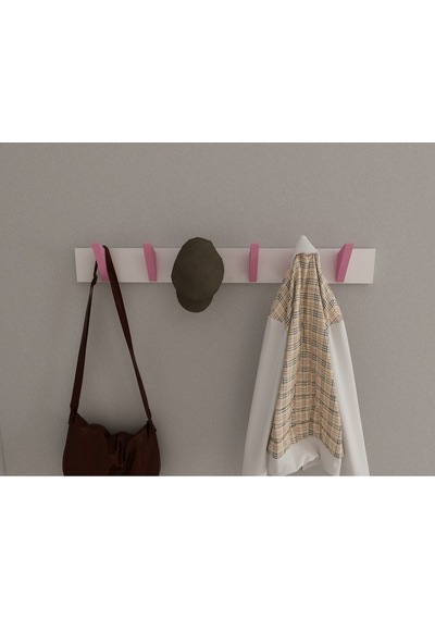 Hepsi3boyutlu Modern Duvar & Kapı Kanca Askılık - 6 Adet Pembe Kanca Askılık - Model No : 5 Pembe