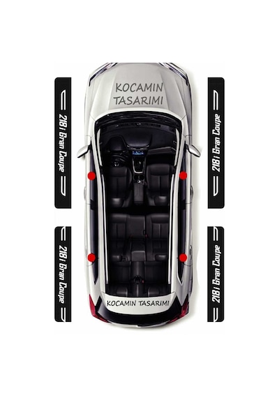 Bmw 218i Gran Coupe Dekoratif Karbon Kapı Koruma Eşiği Siyah Üzeri Beyaz Bmw 218i Gran Coupe Yazılı 4'lü Set