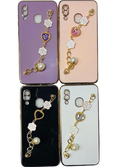 Samsung Galaxy Uyumlu A20 Tasli Zincirli Silikon Kilif Samsung Galaxy Uyumlu A20 Tasli Zincirli Silikon Kilif