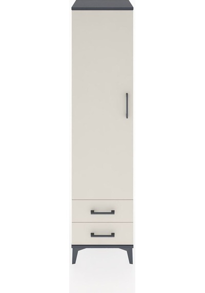 Hyperion Dolap Tek Raflı 2 Çekmeceli Tek Askılı 44x44x182 Antrasit-aytaşı Antrasit
